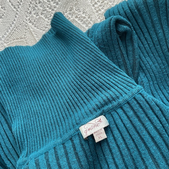 Turtleneck ribbed sweater ⭐️ Macy’s ⭐️ Grane ⭐️ XL ⭐️ teal - Picture 4 of 6